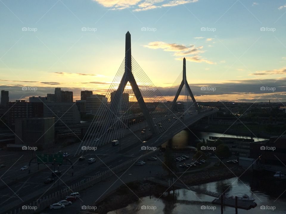 Zakim Bridge Boston Sunset