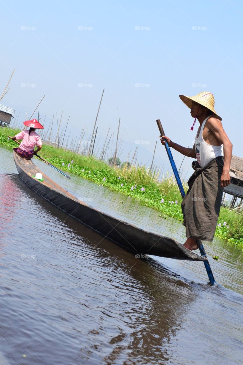 Day in the floating garden. Boat ride in the floating markets near Inley lake 