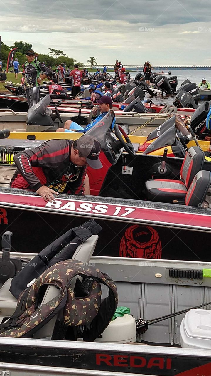 Barcos, pesca, rio, paisagem, pescarias, campeonato, tucunarés.