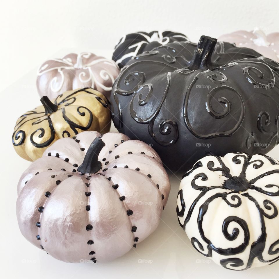 Whimsical Pumpkins . Painted pumpkins for a fall
