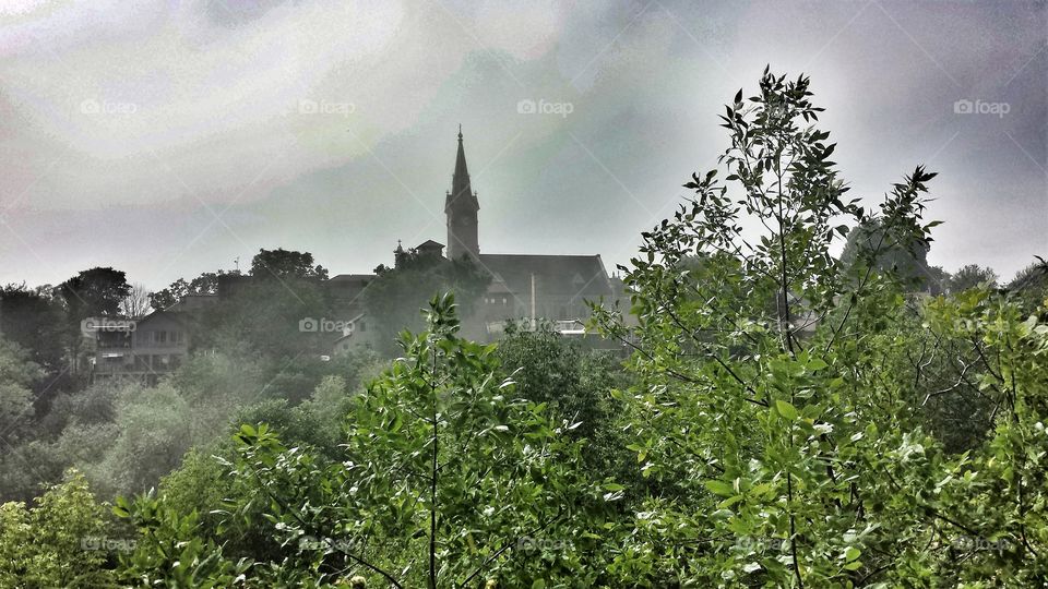 Landscape. Church on a Hill