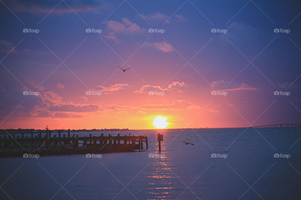 Sunset over mobile bay