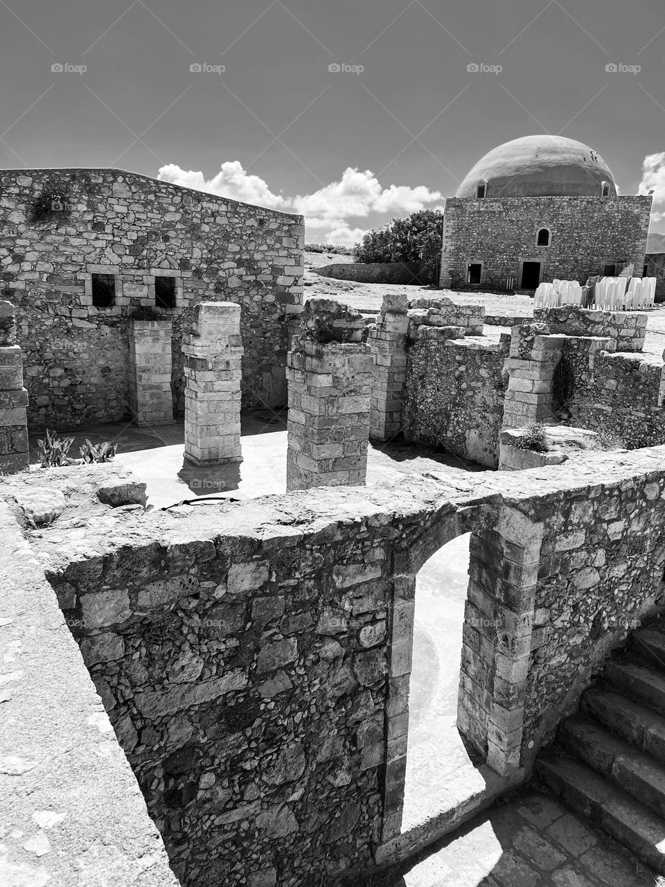 Old Greece architecture black and white 