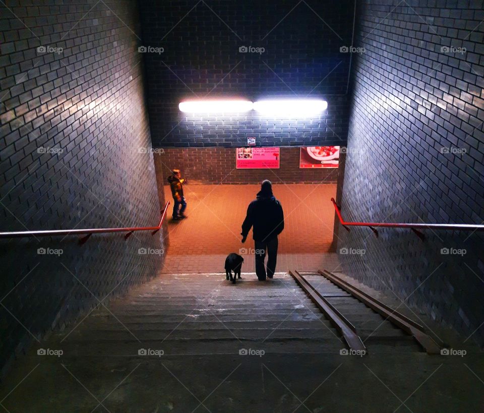 Underground passing in the evening