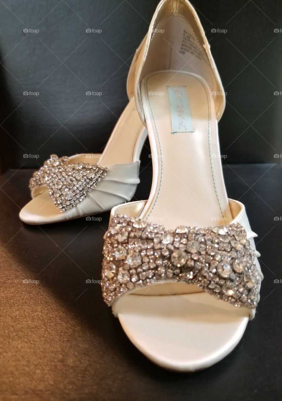 Rhinestone embellished bridal heels