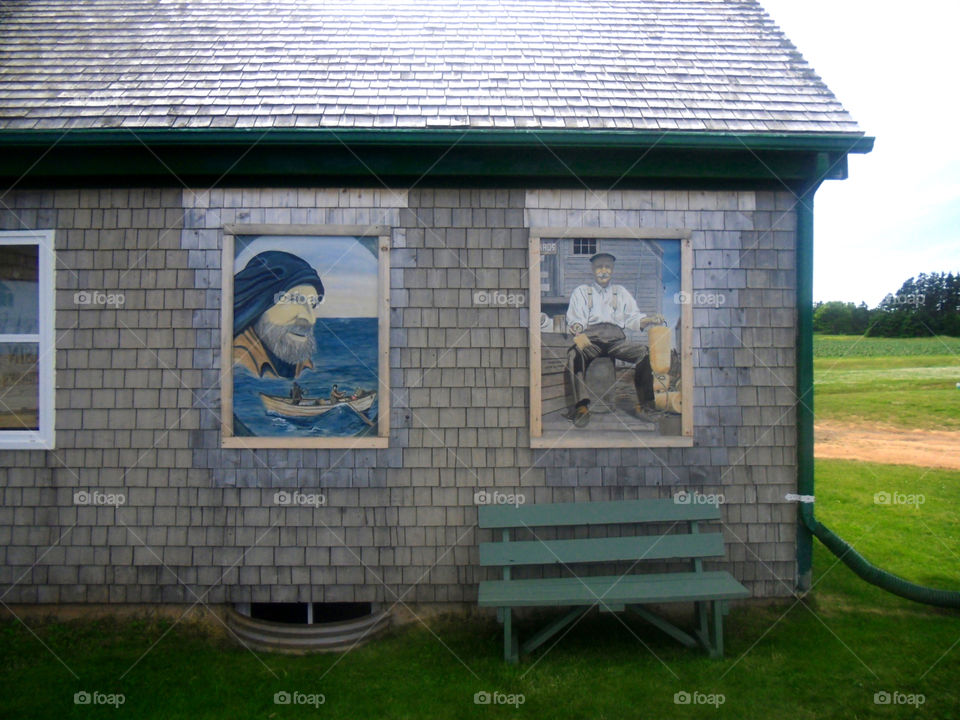 Nova Scotia Fisherman Shack. Weathered old shack blinged out with original art