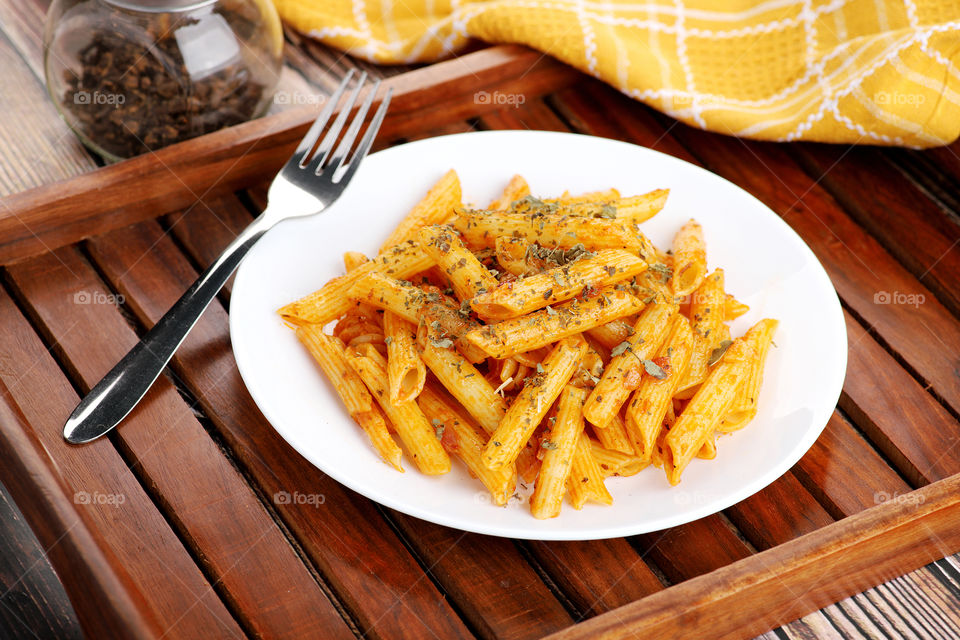 penne Pasta served in a tasty