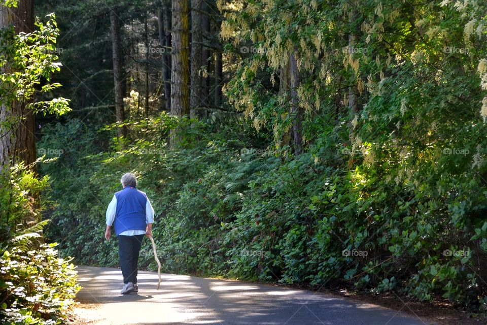 Elderly woman walking