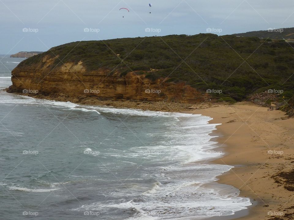 parasailing over the cliffs and Beaches
