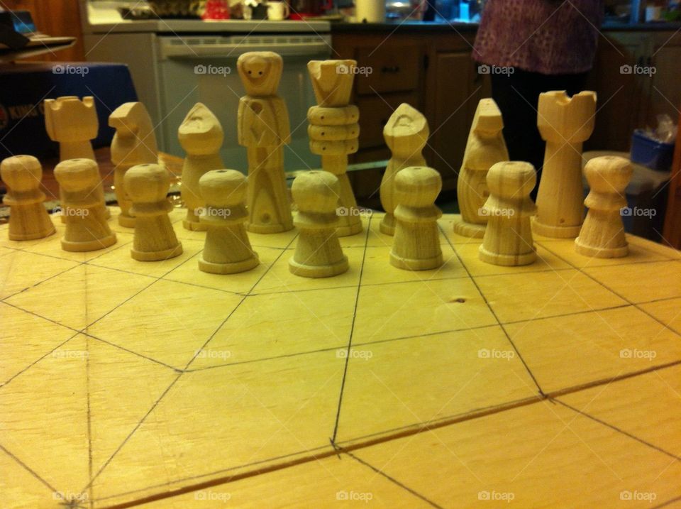 My Wooden 3-Player Chessboard before the Painting 