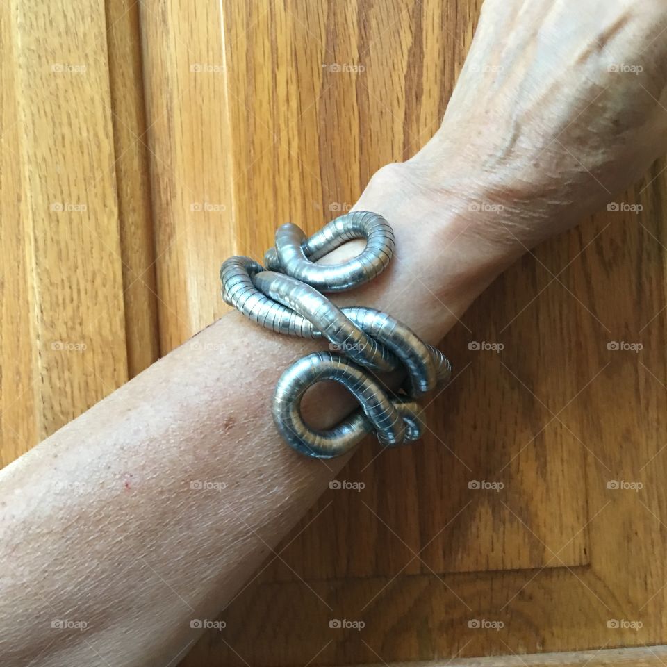 Silver Ringed, old, Cuff Unique Bracelet