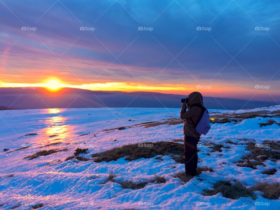 Hiker at sunset