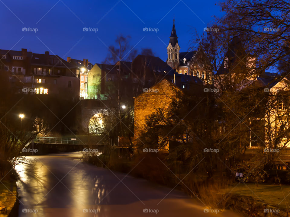 Small city at winter night