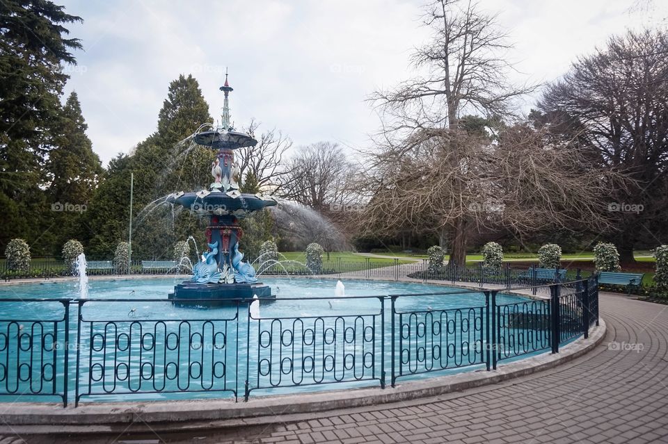 The Peacock Fountain, Botanic Gardens, Christchurch, New Zealand 