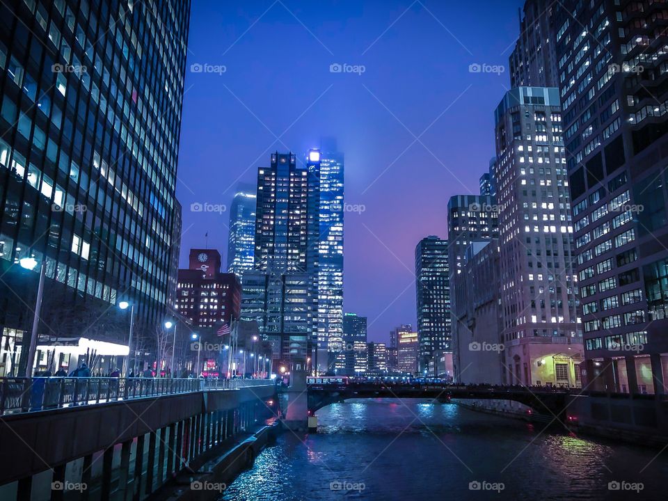 Downtown Chicago River with beautiful color enhancement