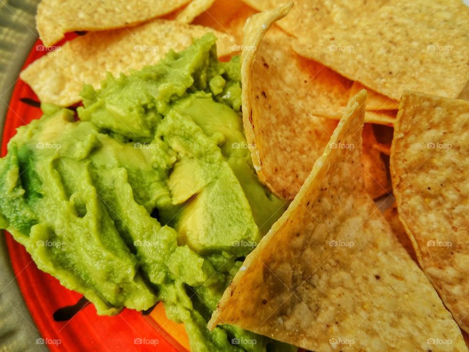 Tortilla chips and guacamole 