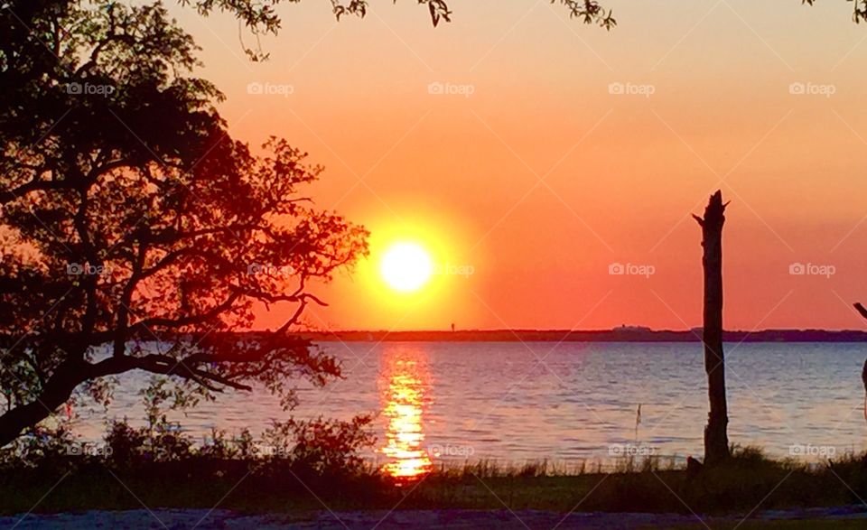 Golden sunset. A sunset over the bay