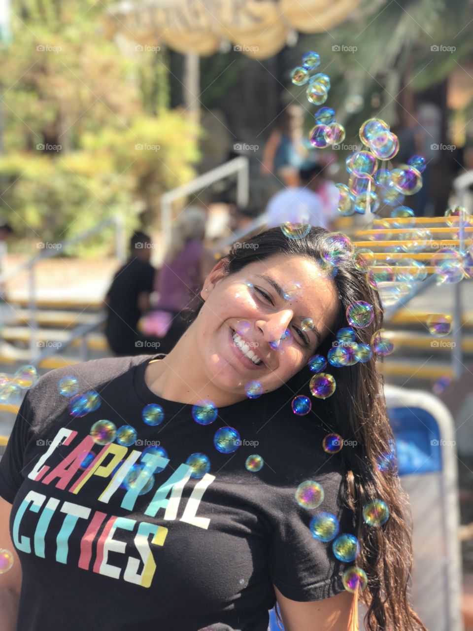 All Smiles, bubbles, happiness, and she’s enjoying life