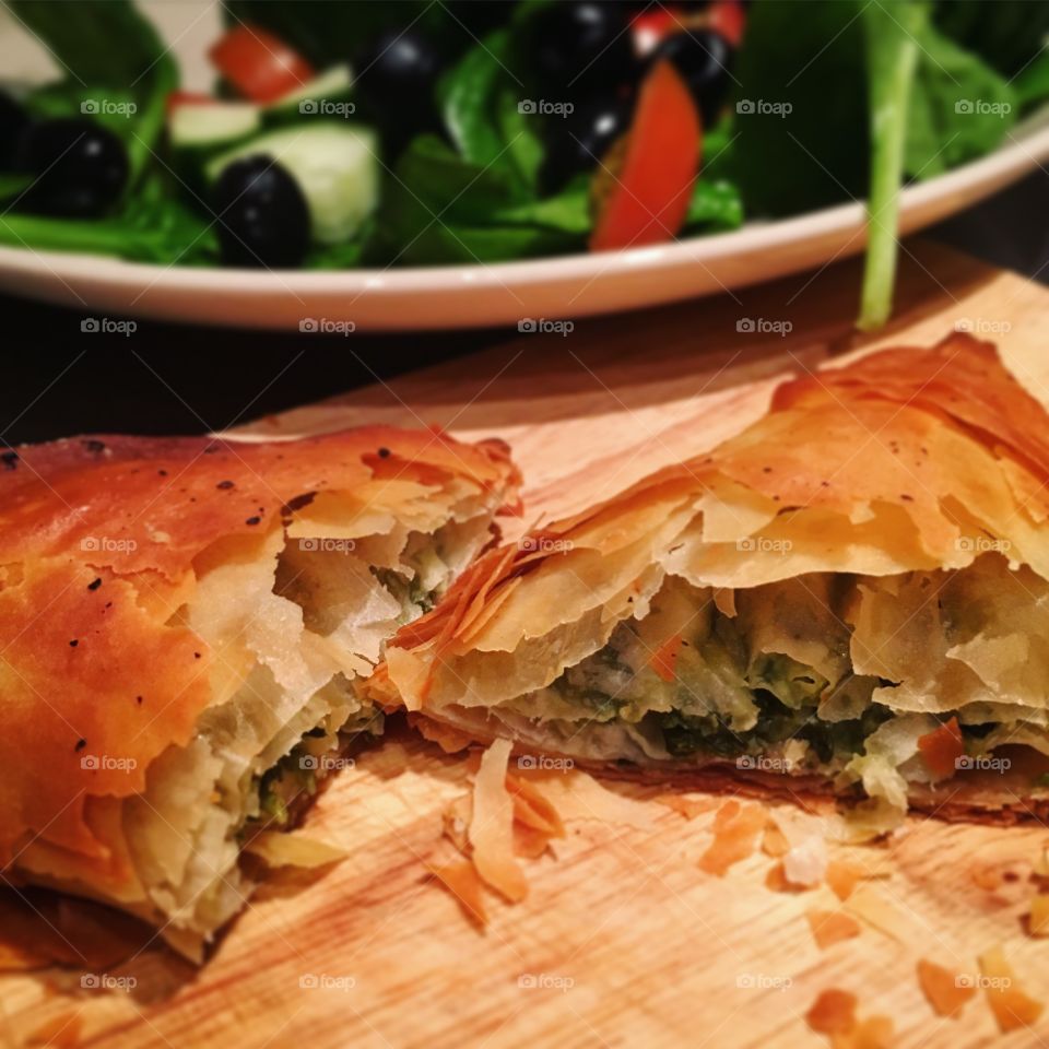 Spanakopita fresh from the oven