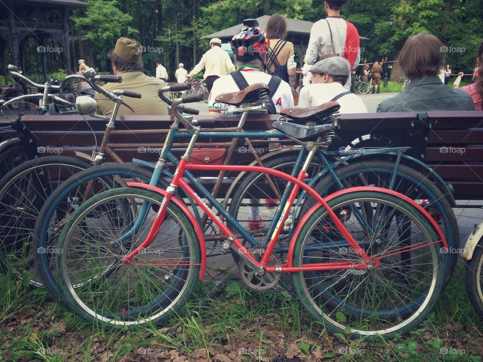 Soviet vintage bicycle on the bicycle exhibition in Moscow, Russia