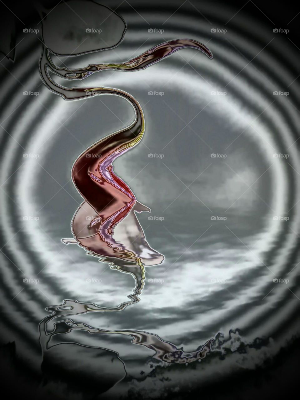 Abstract Chrome Flower In Water