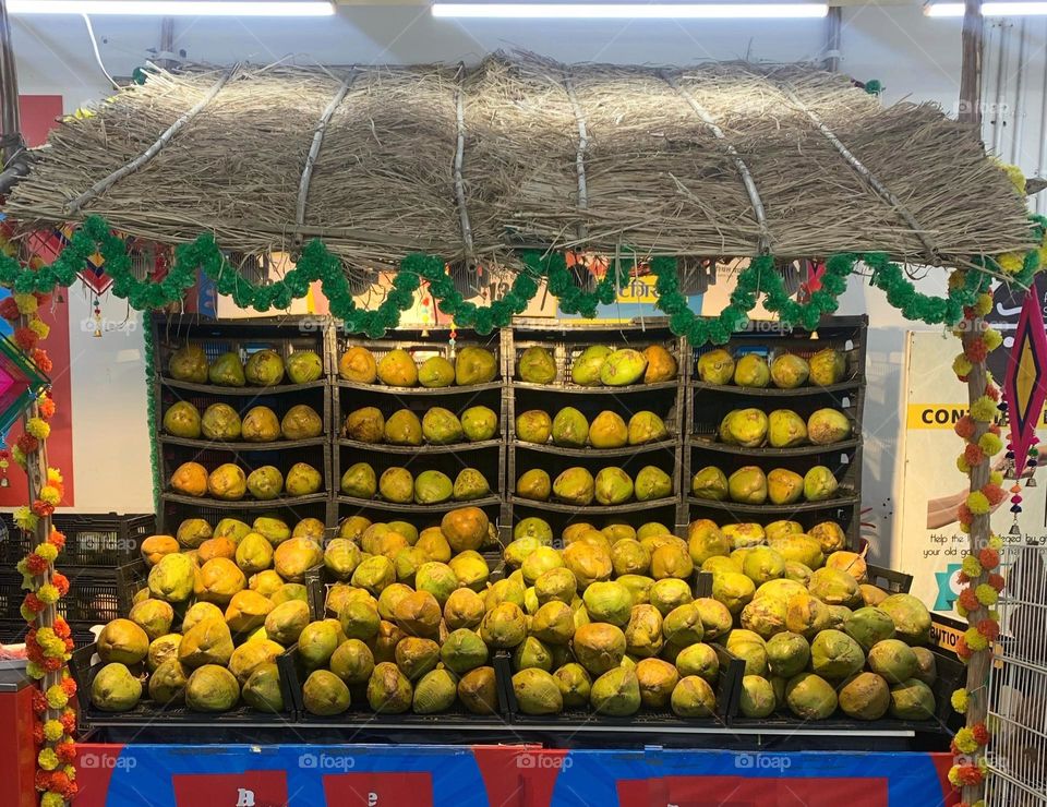 Coconut hut, selling raw #coconuts which are #healthy and #nutritious.Mostly grown in tropical countries.It’s water as well as inner part is consumed,it has so many health benefits .