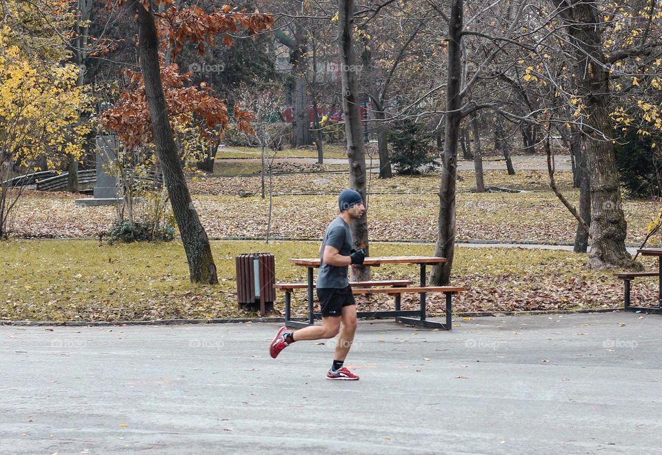 A man running in the park