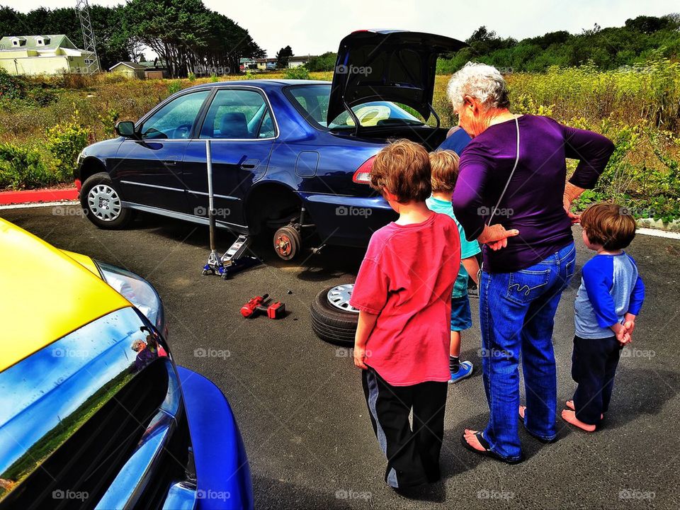 Car break down by side of road