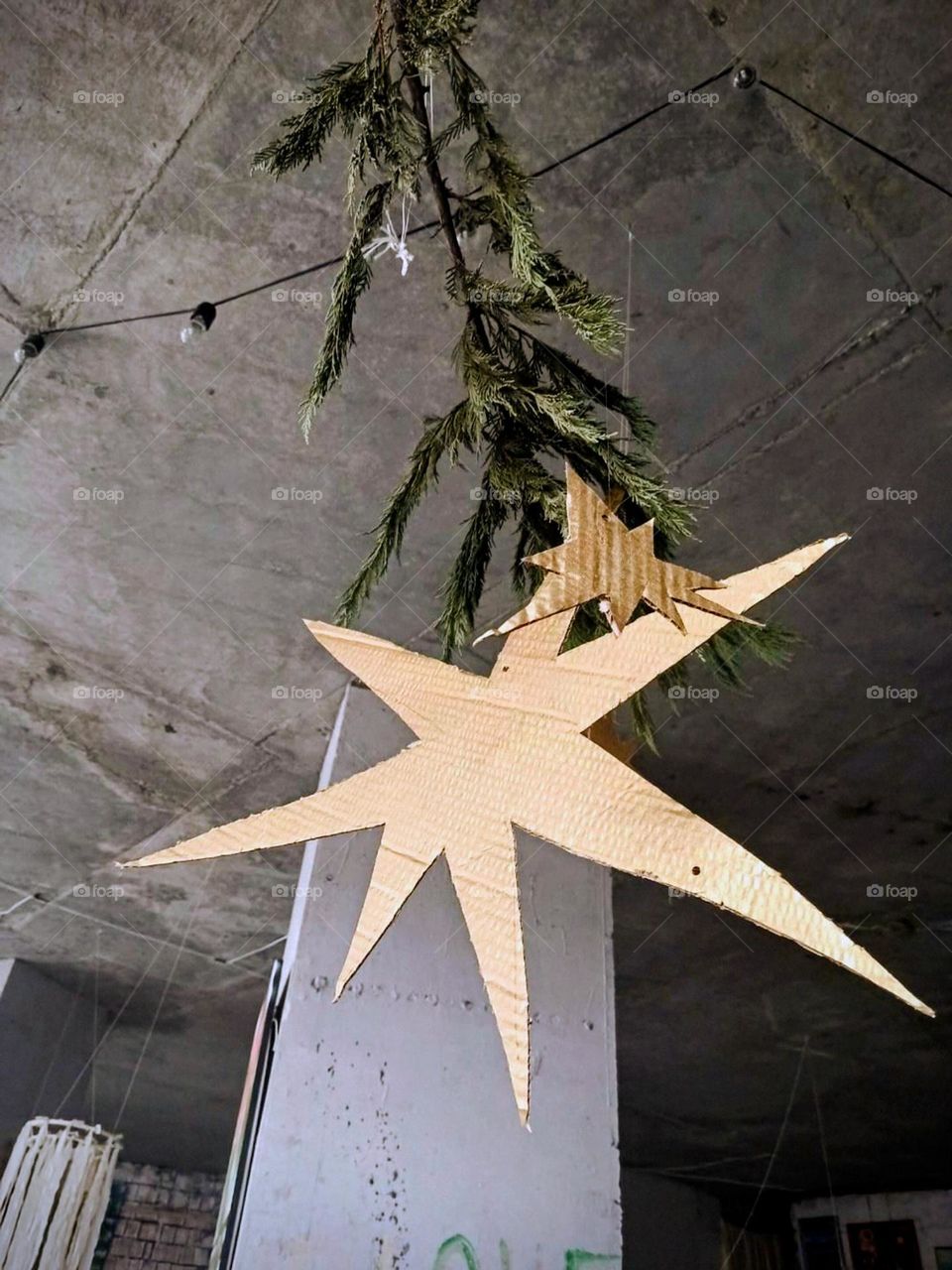 Handmade Christmas decorations in empty studio