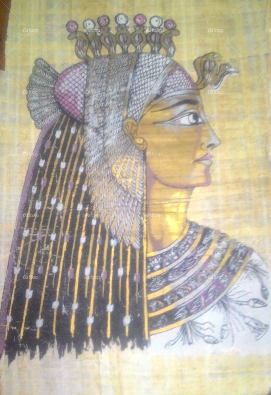 Cleopatra on papyrus.