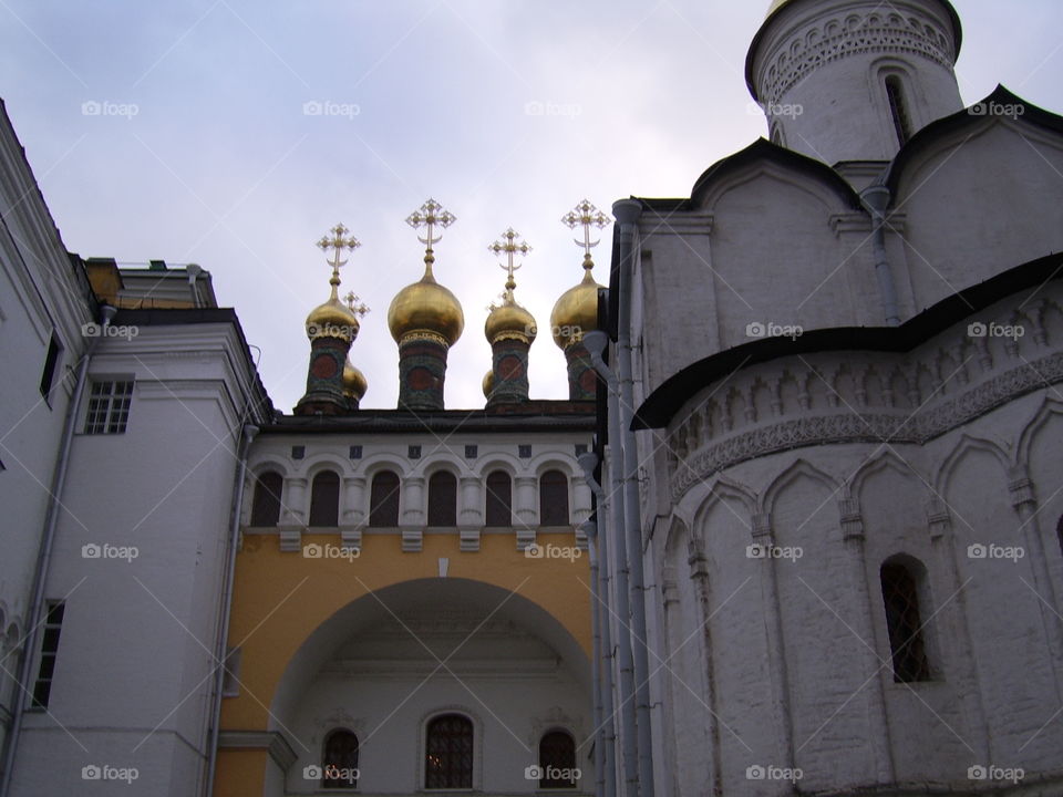 The golden-domed Dormition (Uspensky) Cathedral in the Moscow Kremlin
