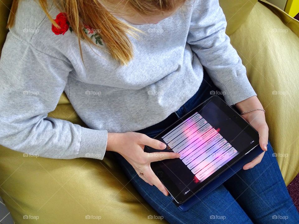 Girl using ipad