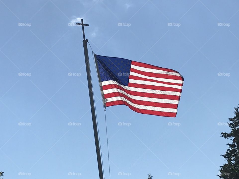 Cross and flag