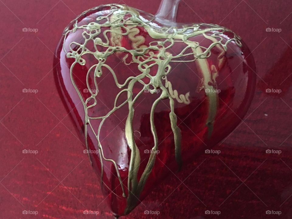 Decorated glass heart