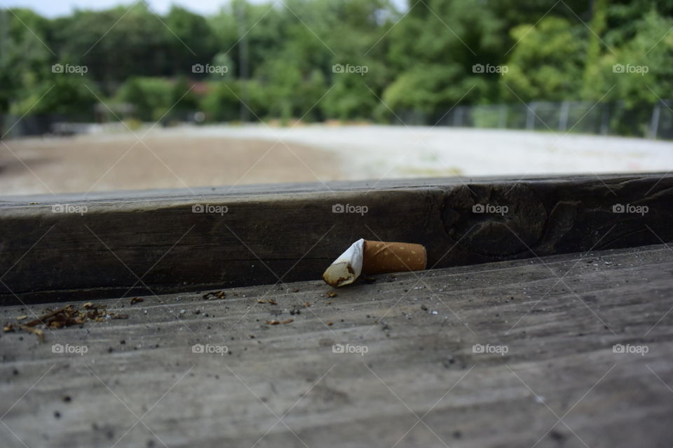 Cigarette butt. cigarette at a dog park