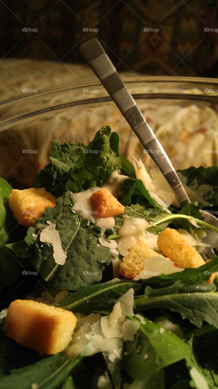 Caesar salad... and then it was eaten.