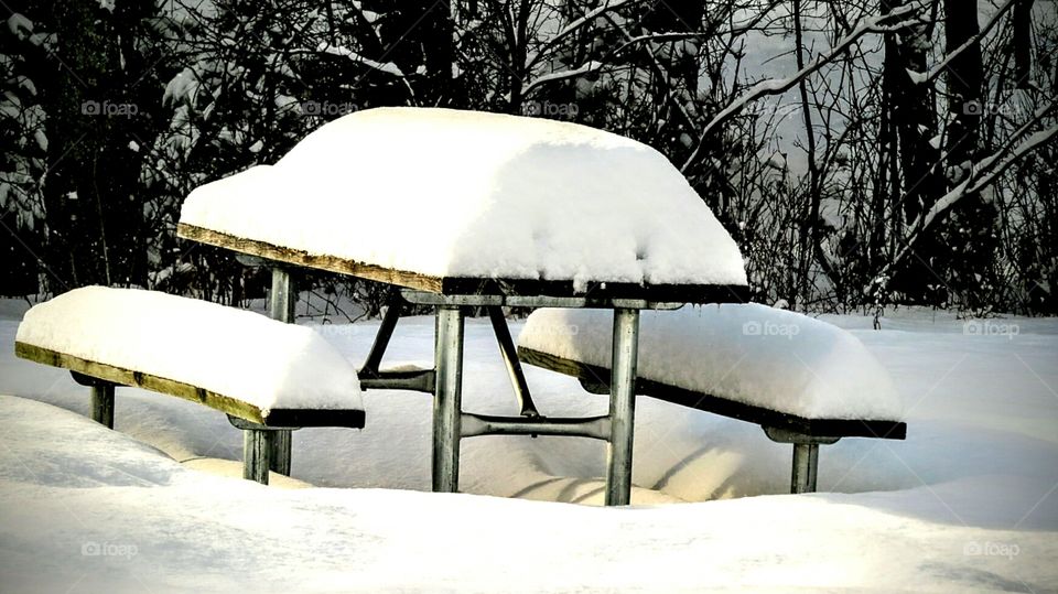 Lone picnic table waiting