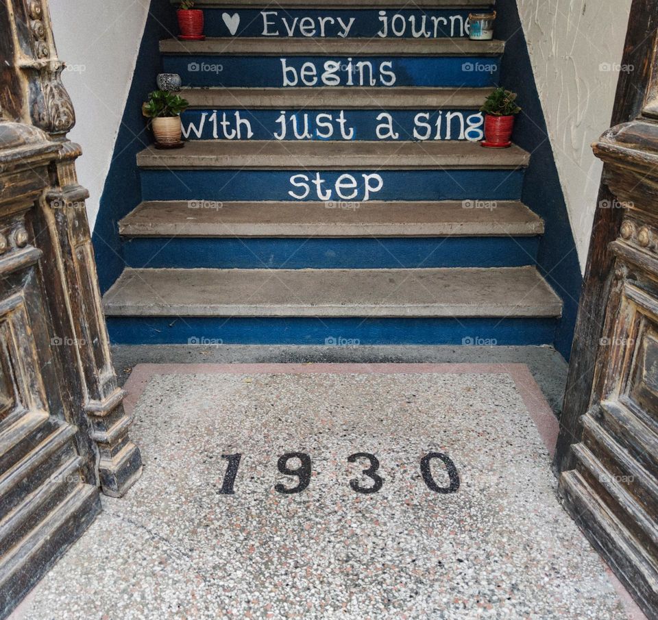 Nice message on the old stairs