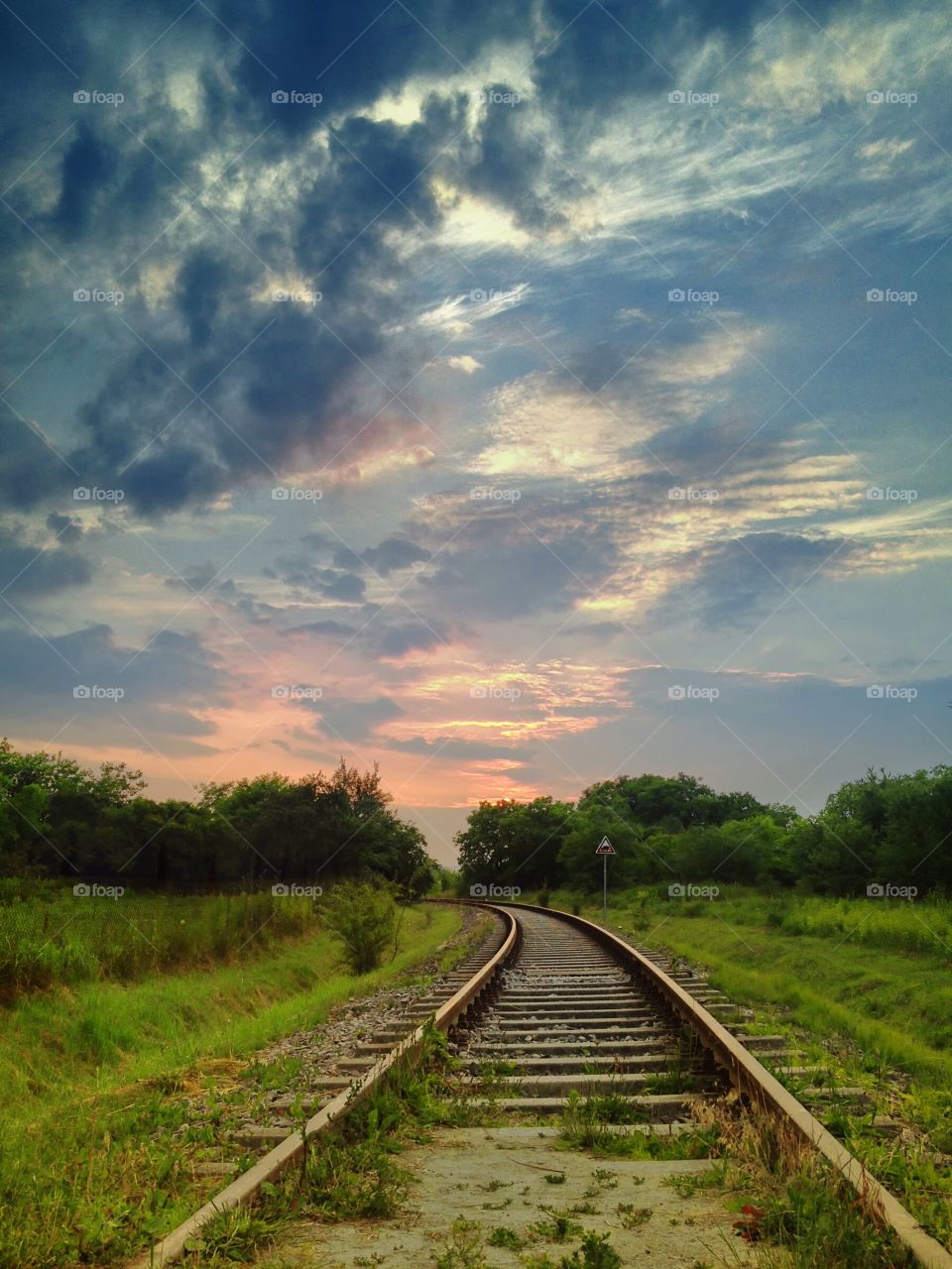 Railway to sunset