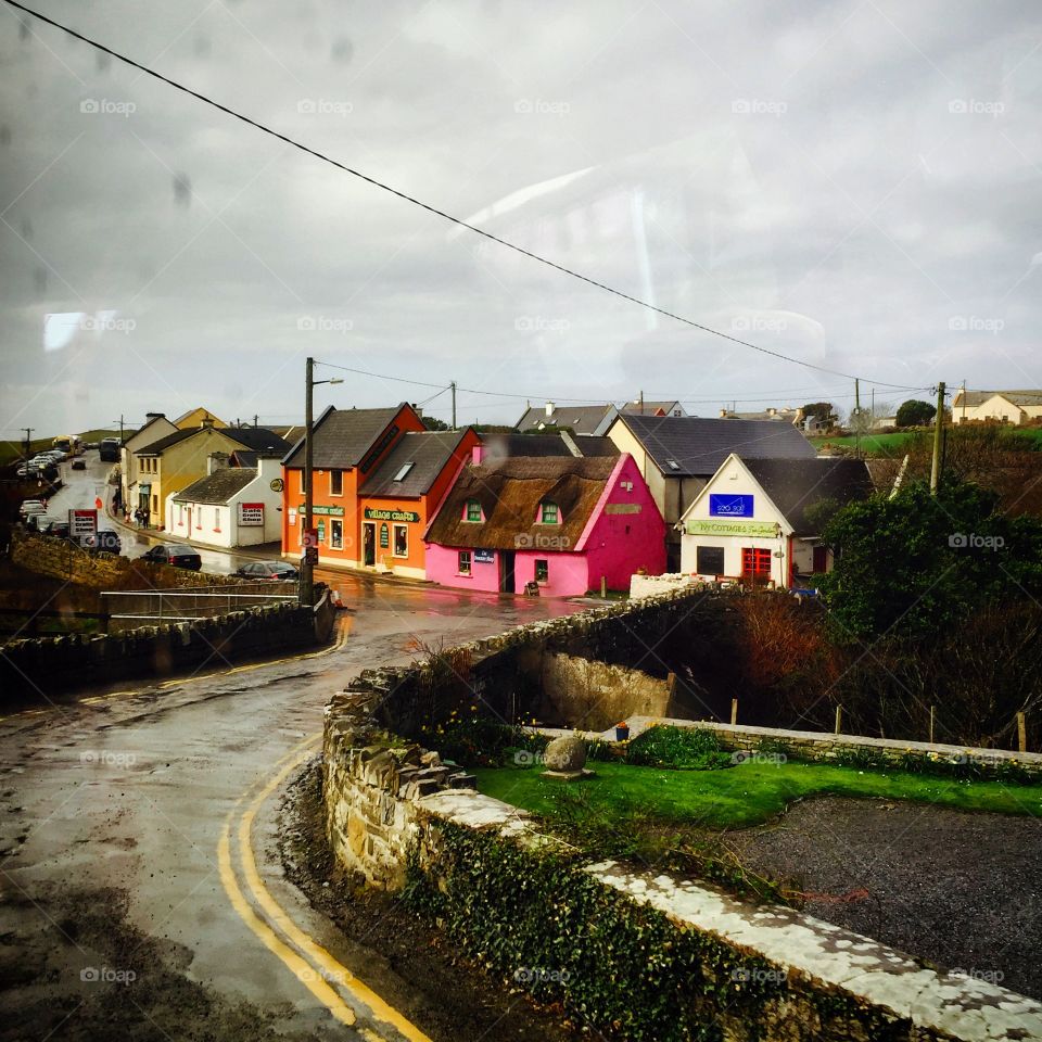 Colorful town. Irish homes