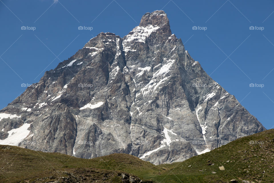Matterhorn Italy , Mountain peak summer, Breuil-Cervinia, Monte Cervino Italia , Italien Alperna sommar 