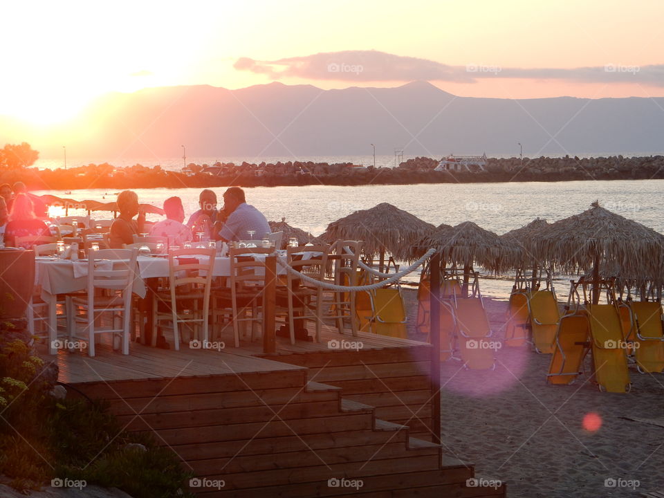 The golden hour. The golden hour and sunset at a beach in Crete 