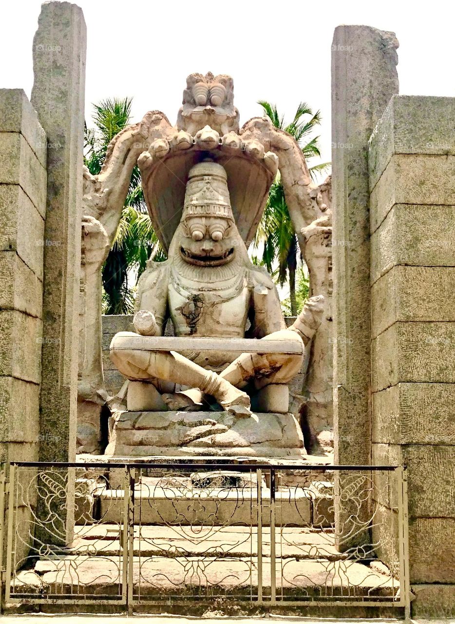 A monolithic idol of Ugra Narasimha - Hampi 