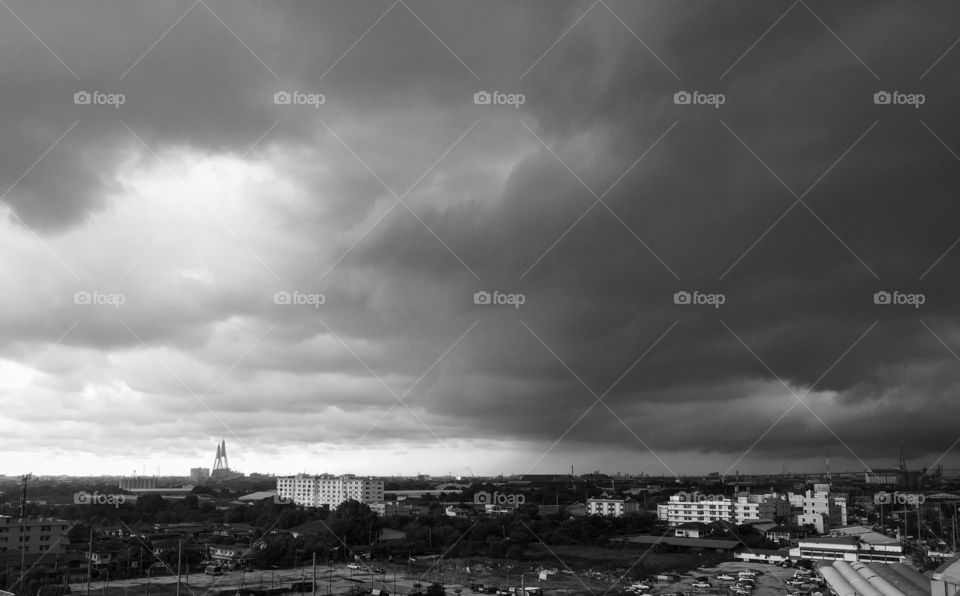 Cloudy over Bangkok before heavy rain