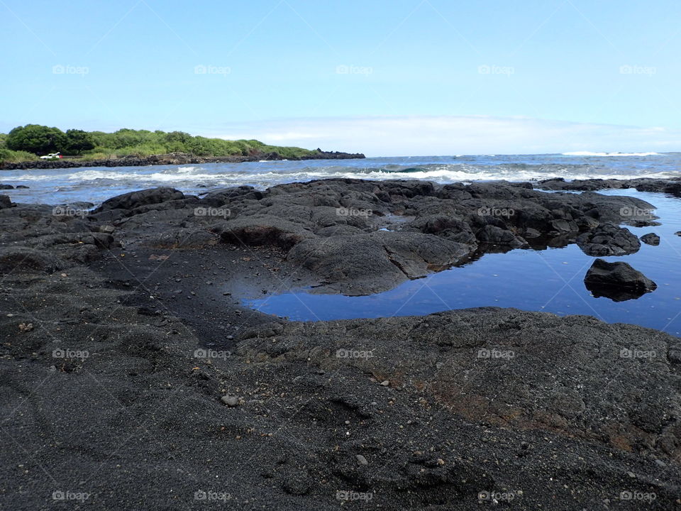 Black sandy beach Hawaii 