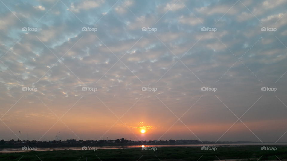 sunset at Mekong river