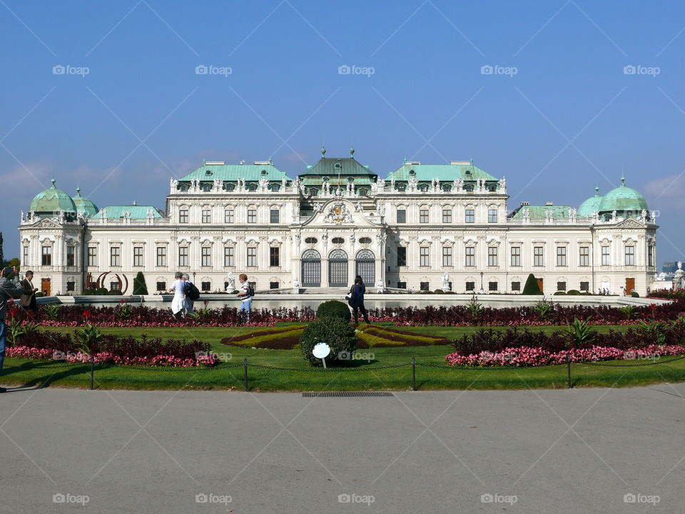 The Upper Belvedere and garden in Vienna, Austria.