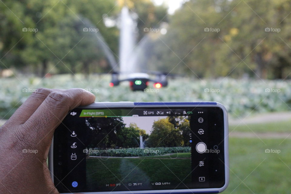 technology. Drone photography. smartphone controller