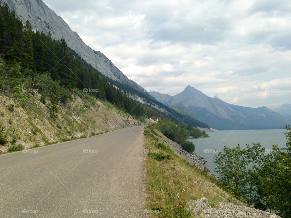 Road with lake view