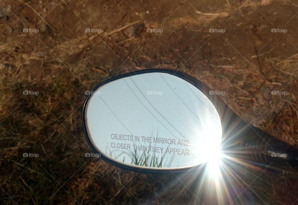 sun reflection in the mirror